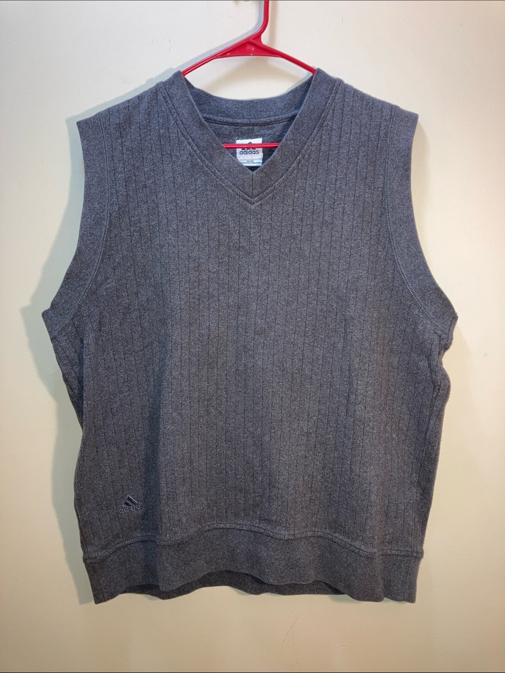 adidas Men’s Charcoal Ribbed V-Neck Sweater Vest